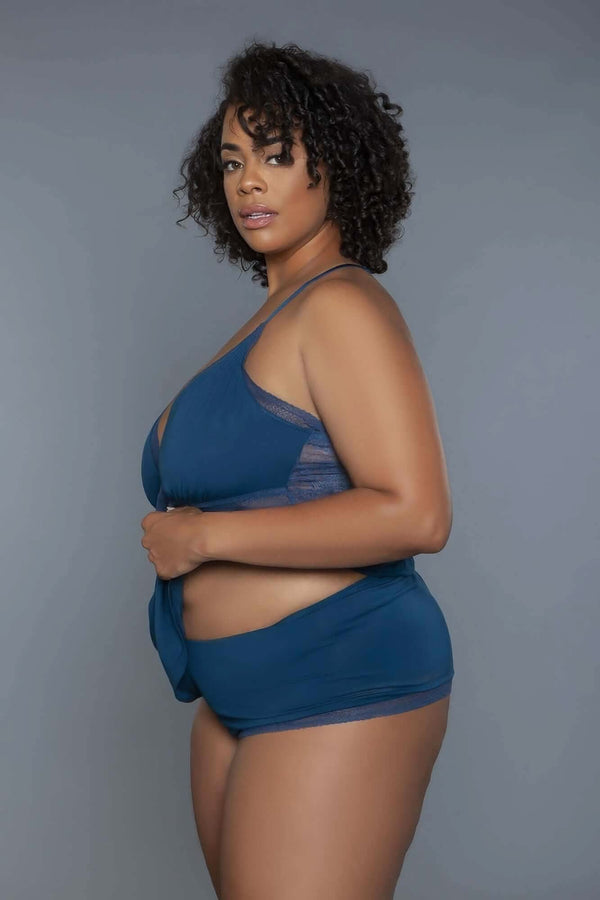 2 Pc V-neckline Cami Set With Wire Free Bralette - Fit Me For 20