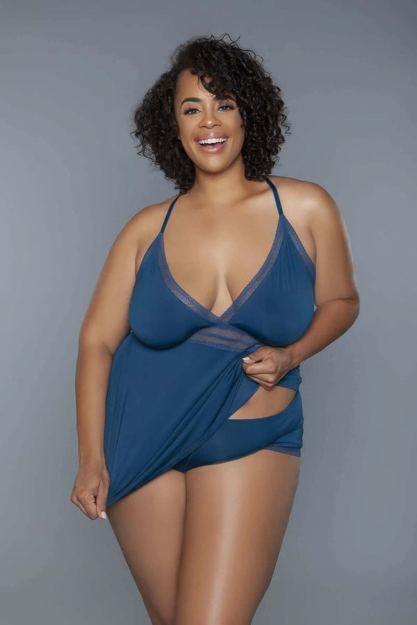 2 Pc V-neckline Cami Set With Wire Free Bralette - Fit Me For 20