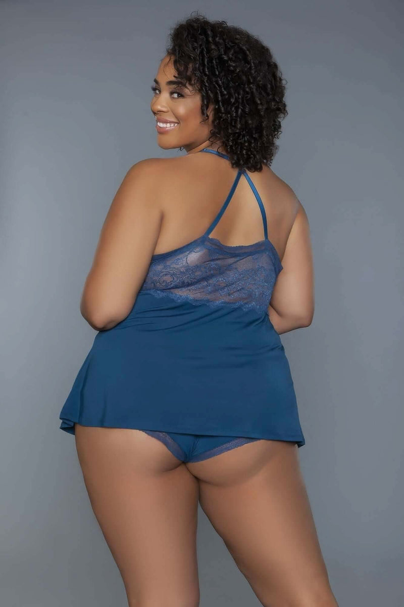 2 Pc V-neckline Cami Set With Wire Free Bralette - Fit Me For 20