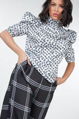 High Waist Plaid Print Wide Leg Pants - Fit Me For 20
