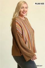 Novelty Knit And Solid Knit Mixed Loose Top - Fit Me For 20