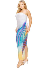 Plus sleeveless color gradient tube top maxi dress - Fit Me For 20