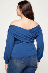 Plus Size Solid Wrap Dressy Top - Fit Me For 20