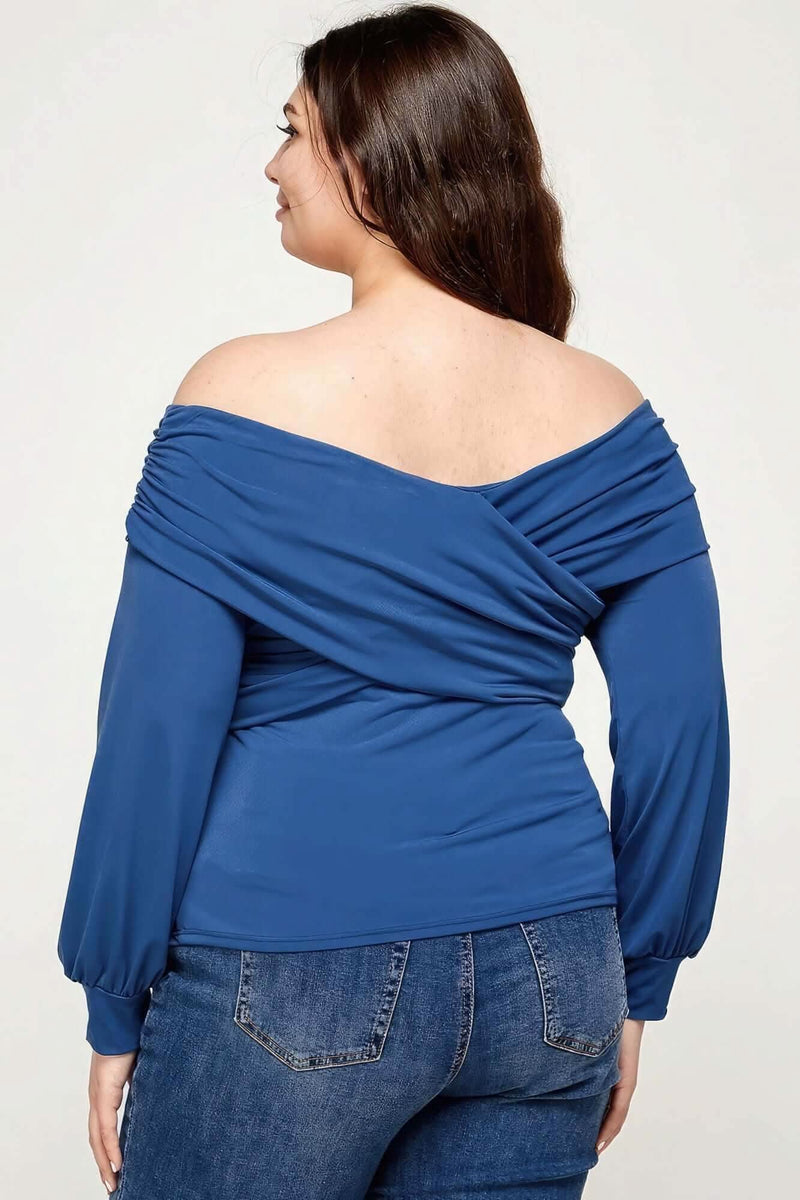 Plus Size Solid Wrap Dressy Top - Fit Me For 20