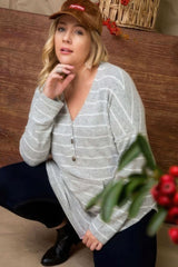 Brushed Hacci Two Tone Stripe Top - Fit Me For 20