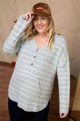 Brushed Hacci Two Tone Stripe Top - Fit Me For 20