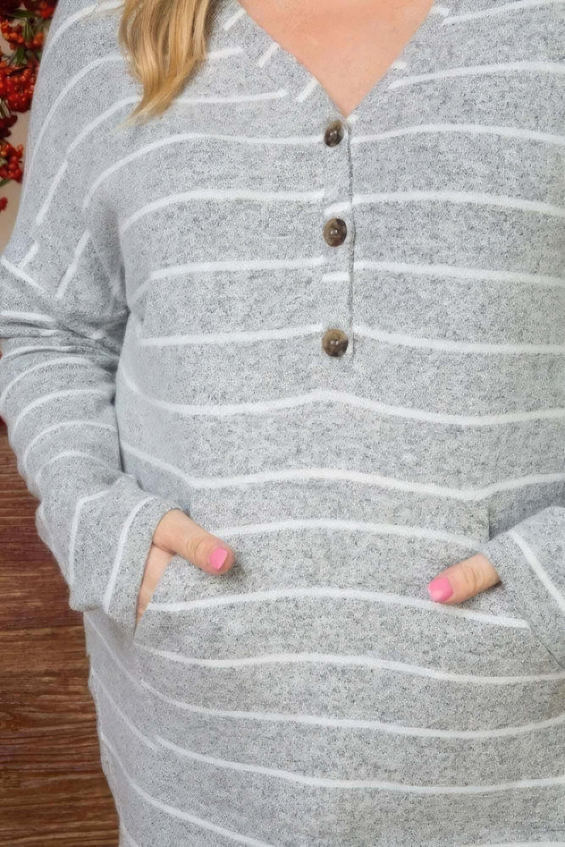 Brushed Hacci Two Tone Stripe Top - Fit Me For 20