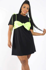 Matte Pu Bra Overlay T Shirt Dress - Fit Me For 20
