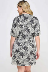Plus Botanical Print Front Tie Dress - Fit Me For 20