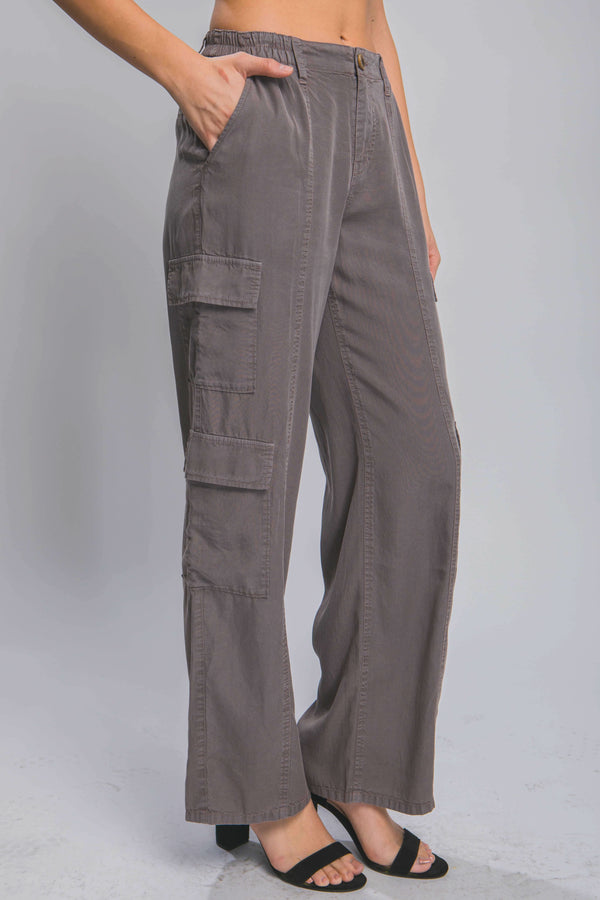 Full-length Tencel Pants With Cargo Pockets - Fit Me For 20