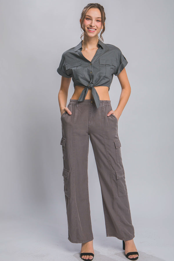 Full-length Tencel Pants With Cargo Pockets - Fit Me For 20