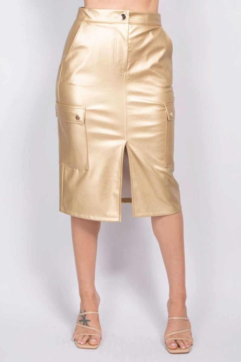 Faux Leather High-rise Cargo Skirt - Fit Me For 20