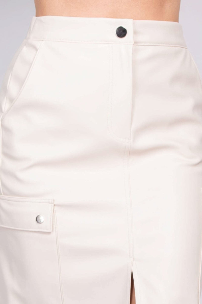 Faux Leather High-rise Cargo Skirt - Fit Me For 20