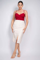 Faux Leather High-rise Cargo Skirt - Fit Me For 20