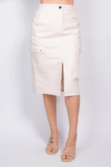 Faux Leather High-rise Cargo Skirt - Fit Me For 20