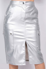 Faux Leather High-rise Cargo Skirt - Fit Me For 20