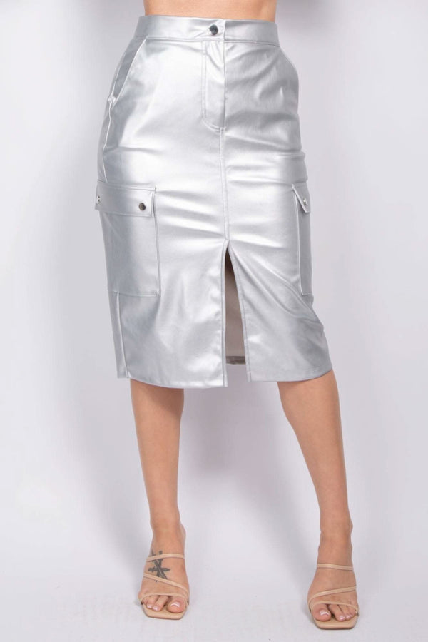 Faux Leather High-rise Cargo Skirt - Fit Me For 20