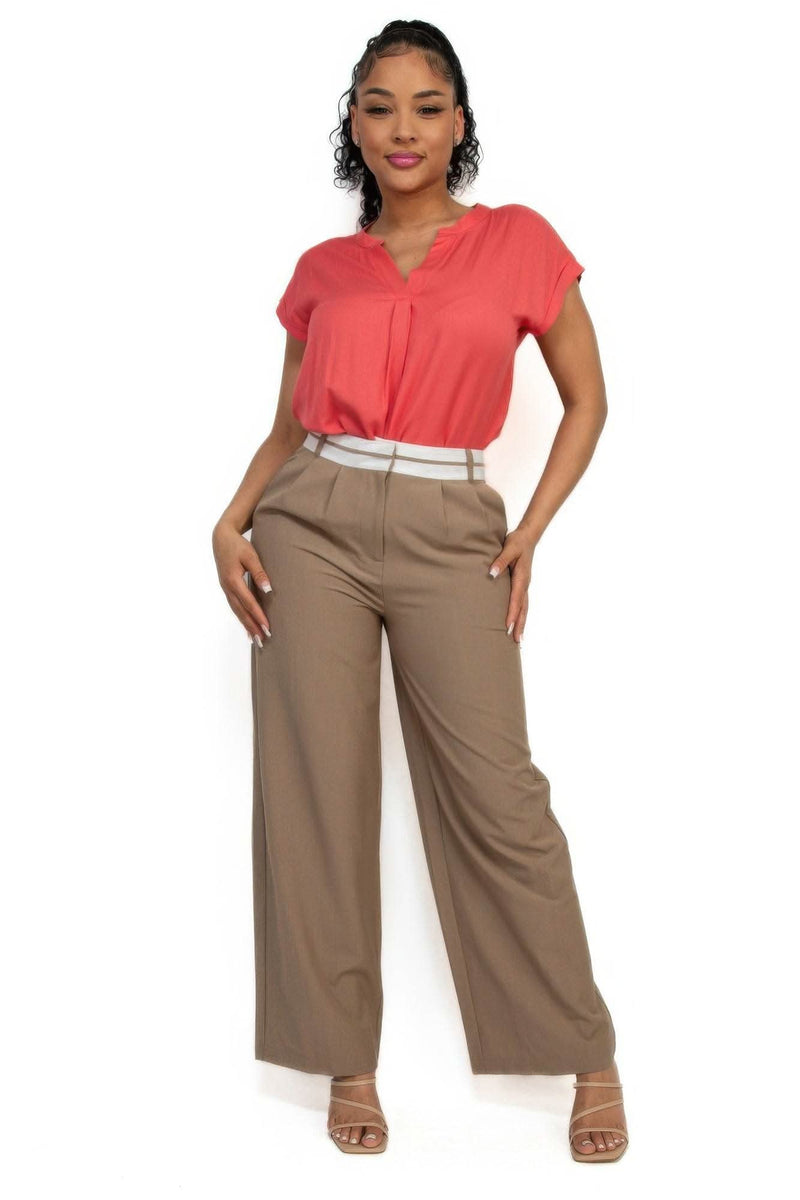 Solid V-collared Neck Top - Fit Me For 20