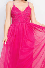 Glittered Straps Mesh Tulle Maxi Dress - Fit Me For 20