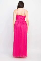 Glittered Straps Mesh Tulle Maxi Dress - Fit Me For 20
