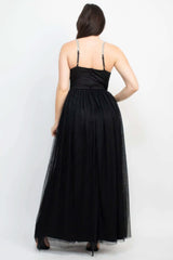 Glittered Straps Mesh Tulle Maxi Dress - Fit Me For 20