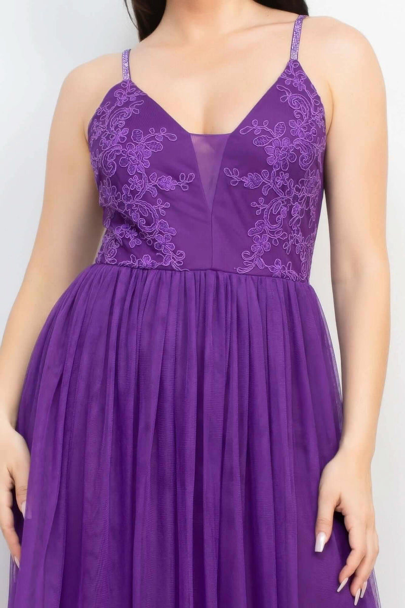 Glittered Straps Mesh Tulle Maxi Dress - Fit Me For 20