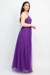 Glittered Straps Mesh Tulle Maxi Dress - Fit Me For 20