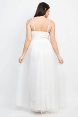 Glittered Straps Mesh Tulle Maxi Dress - Fit Me For 20