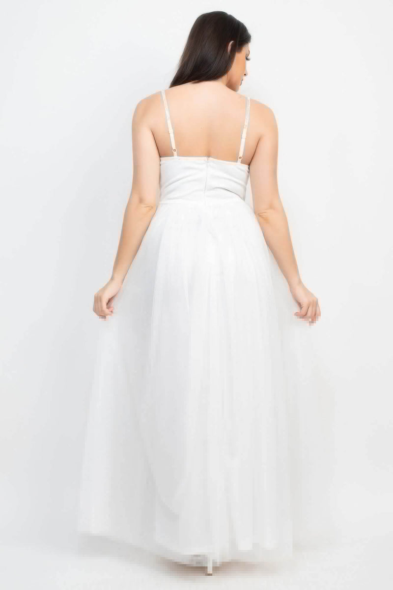Glittered Straps Mesh Tulle Maxi Dress - Fit Me For 20