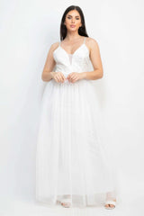 Glittered Straps Mesh Tulle Maxi Dress - Fit Me For 20