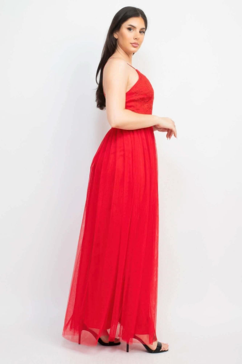 Glittered Straps Mesh Tulle Maxi Dress - Fit Me For 20