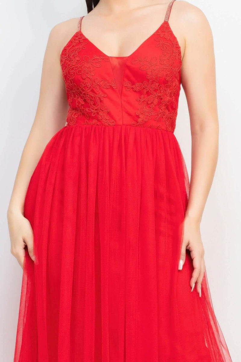 Glittered Straps Mesh Tulle Maxi Dress - Fit Me For 20
