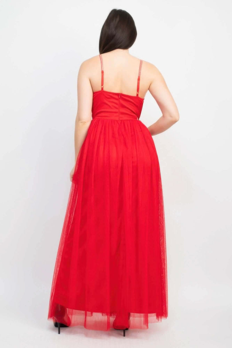 Glittered Straps Mesh Tulle Maxi Dress - Fit Me For 20