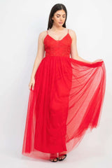 Glittered Straps Mesh Tulle Maxi Dress - Fit Me For 20