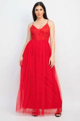 Glittered Straps Mesh Tulle Maxi Dress - Fit Me For 20