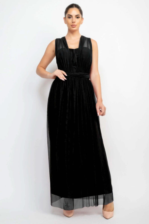 A-line Mesh Convertible Maxi Dress - Fit Me For 20