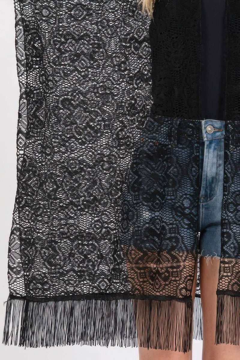 Flower Pattern Crochet Lace Tassel Cover Up - Fit Me For 20