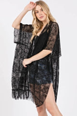 Flower Pattern Crochet Lace Tassel Cover Up - Fit Me For 20