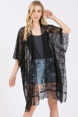Flower Pattern Crochet Lace Tassel Cover Up - Fit Me For 20