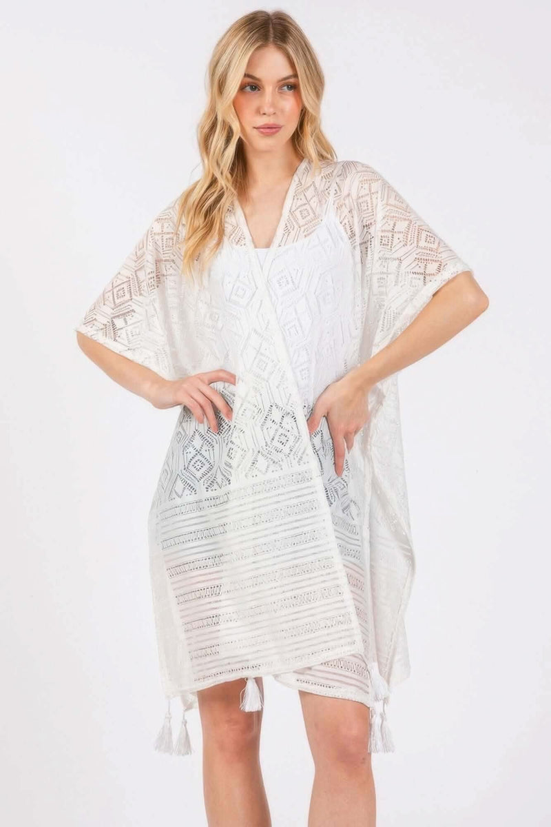 Geometric Pattern Tassel Cover Up - Fit Me For 20