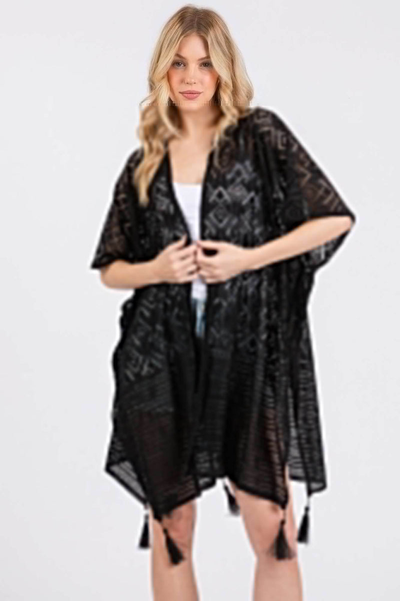 Geometric Pattern Tassel Cover Up - Fit Me For 20