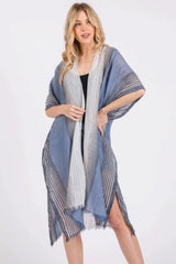 Striped Two Tone Cover Up Kimono - Fit Me For 20