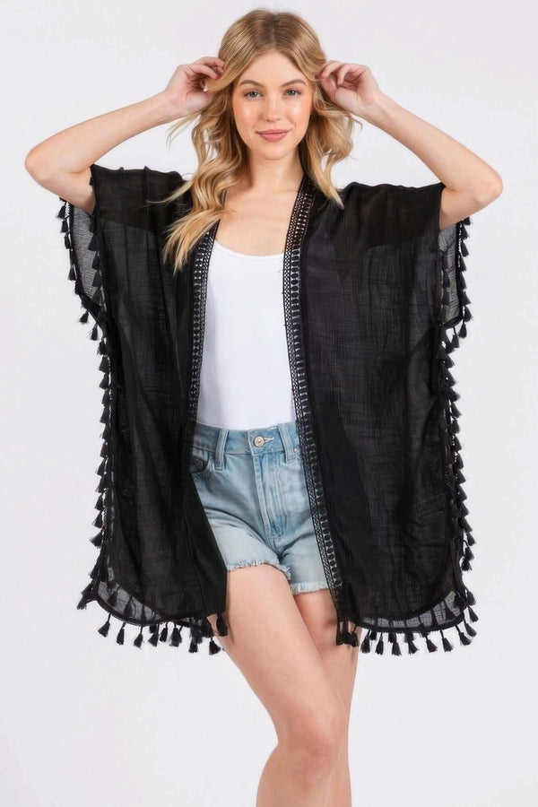 Crochet And Tassel Trim Cover Up - Fit Me For 20