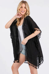 Crochet And Tassel Trim Cover Up - Fit Me For 20