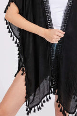 Crochet And Tassel Trim Cover Up - Fit Me For 20