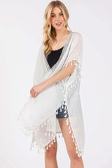 Crochet And Tassel Trim Cover Up - Fit Me For 20