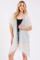 Crochet And Tassel Trim Cover Up - Fit Me For 20