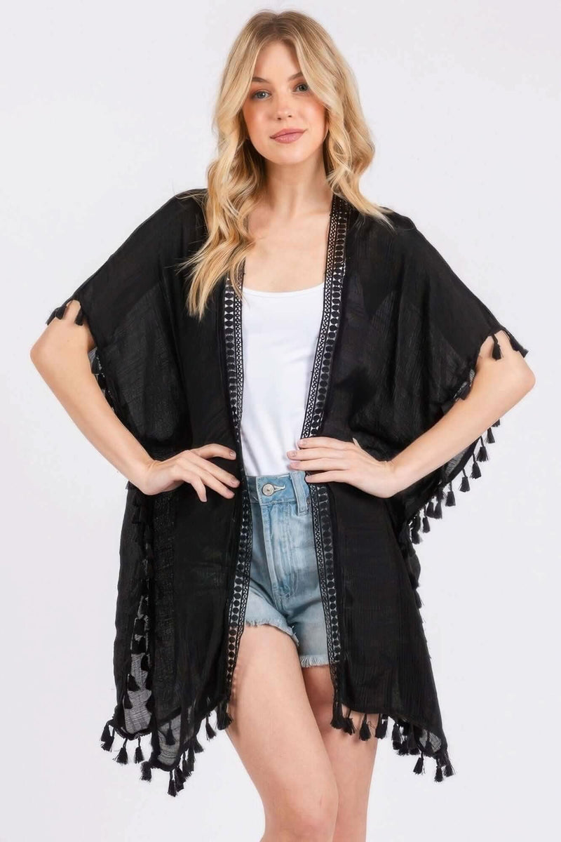 Crochet And Tassel Trim Cover Up - Fit Me For 20
