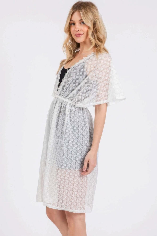 V-neck Detailed Crochet Lace Cover Up - Fit Me For 20