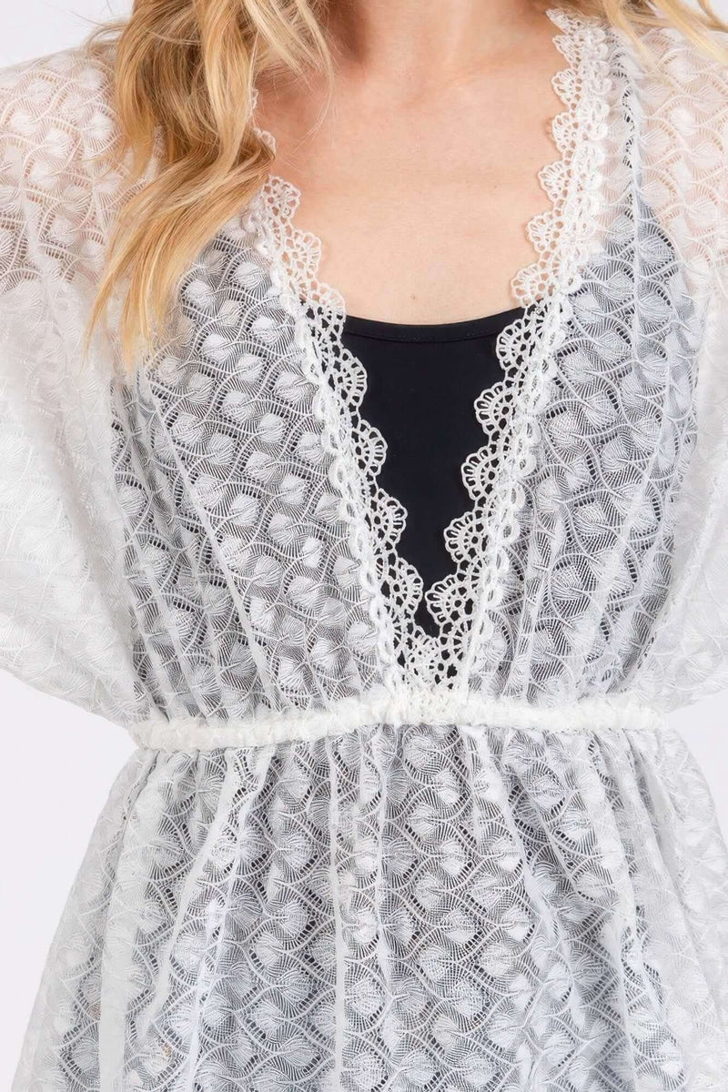 V-neck Detailed Crochet Lace Cover Up - Fit Me For 20